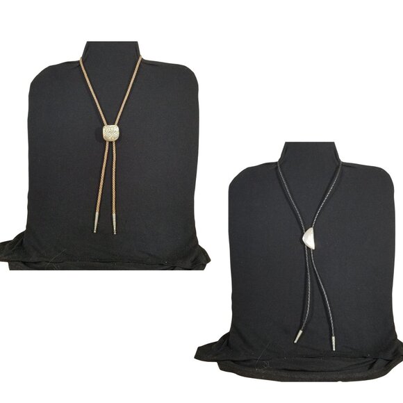 Western Bolo Ties w/Abalone and Silver Slides, Braided Cords, and Silver Tips - Picture 1 of 15